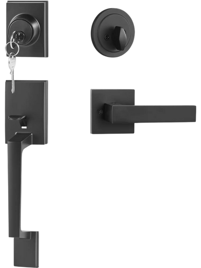 Vevor Entry Door Handle Set Square Front Door Handle and Deadbolt Matte Black New