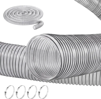 VEVOR Dust Collection Hose, 4'' x 50', Thickened PVC Material Puncture-Resistant Flexible Clear Hose with Carbon Steel Wire Coil 4 x 304 Stainless Clamps, for Table Saw, Band Saw, Planer, Jointer