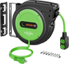 VEVOR 40FT Retractable Extension Cord Reel, Damped Slow Retraction System, 10AWG/3C Heavy Duty Power Cord 2500W, 4 Outlets, 20A Circuit Breaker, Ceiling/Wall Mount for Garage/Shop, ETL Listed, Green