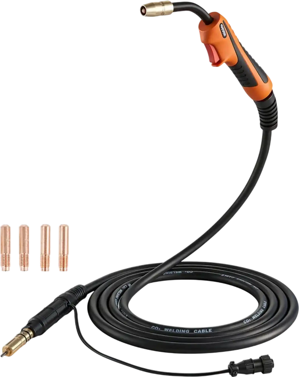VEVOR 150A MIG Welding Gun with 15FT Cable, Replacement for Miller M-15/M-150 (249041) - with 5PCS Mig Welding Contact Tips