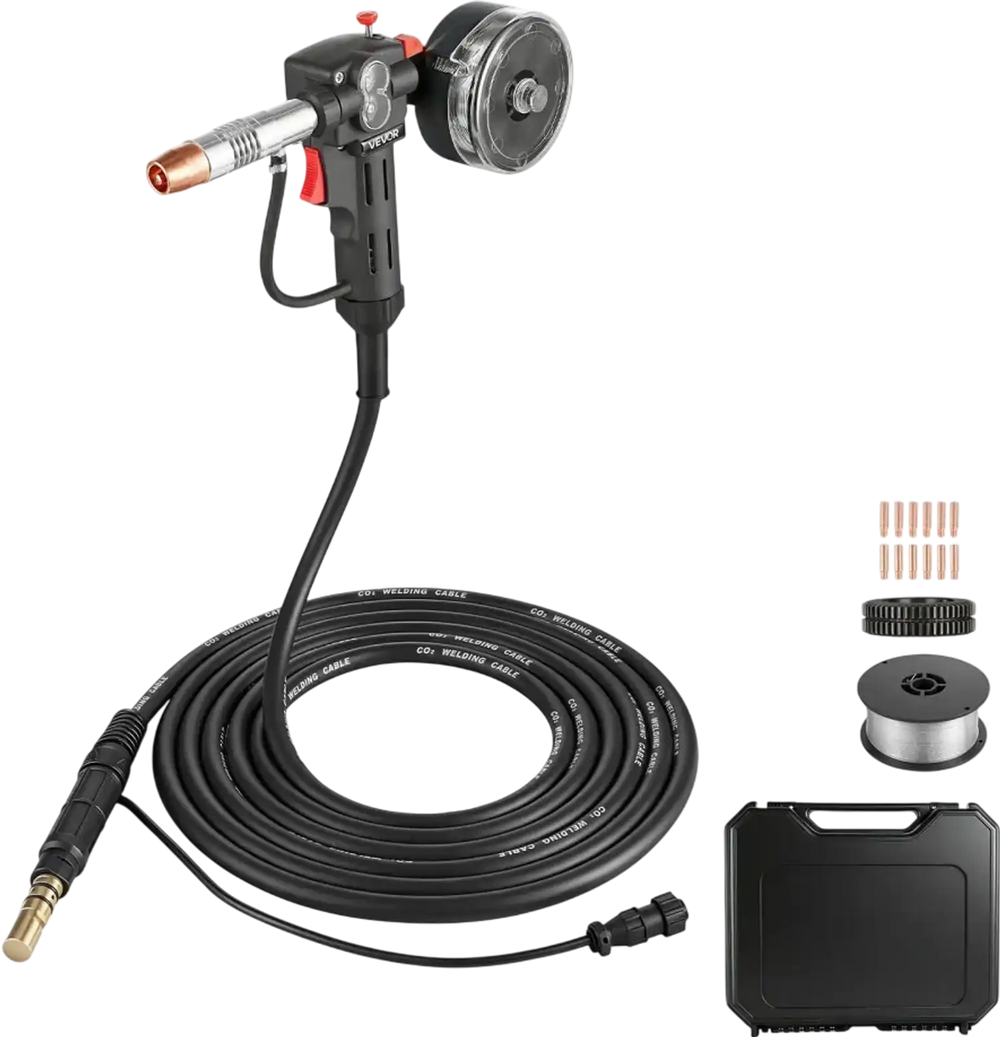 VEVOR 150Amp Spool Gun with 20FT Cable, Replacement for Miller Spoolmate 150 - with 11PCS Mig Welding Contact Tips, ER4043 0.035" Aluminum Mig Welding Wire & Toolbox