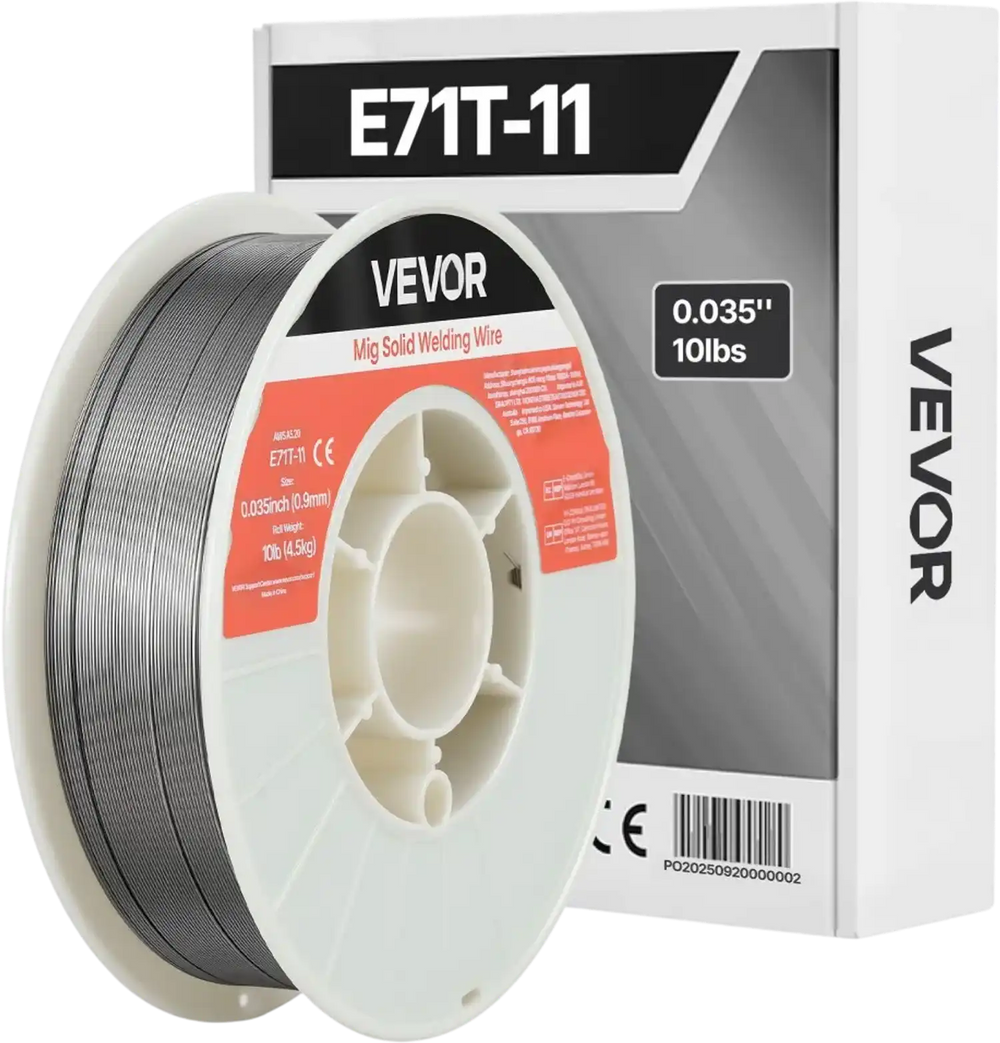 VEVOR Flux Core MIG Welding Wire, E71T-11 0.035-inch 10 LBS, Gasless Mild Steel Welding Wire with Low Spatter for All Position Arc Welding, Self-Shielded for Outdoor Use