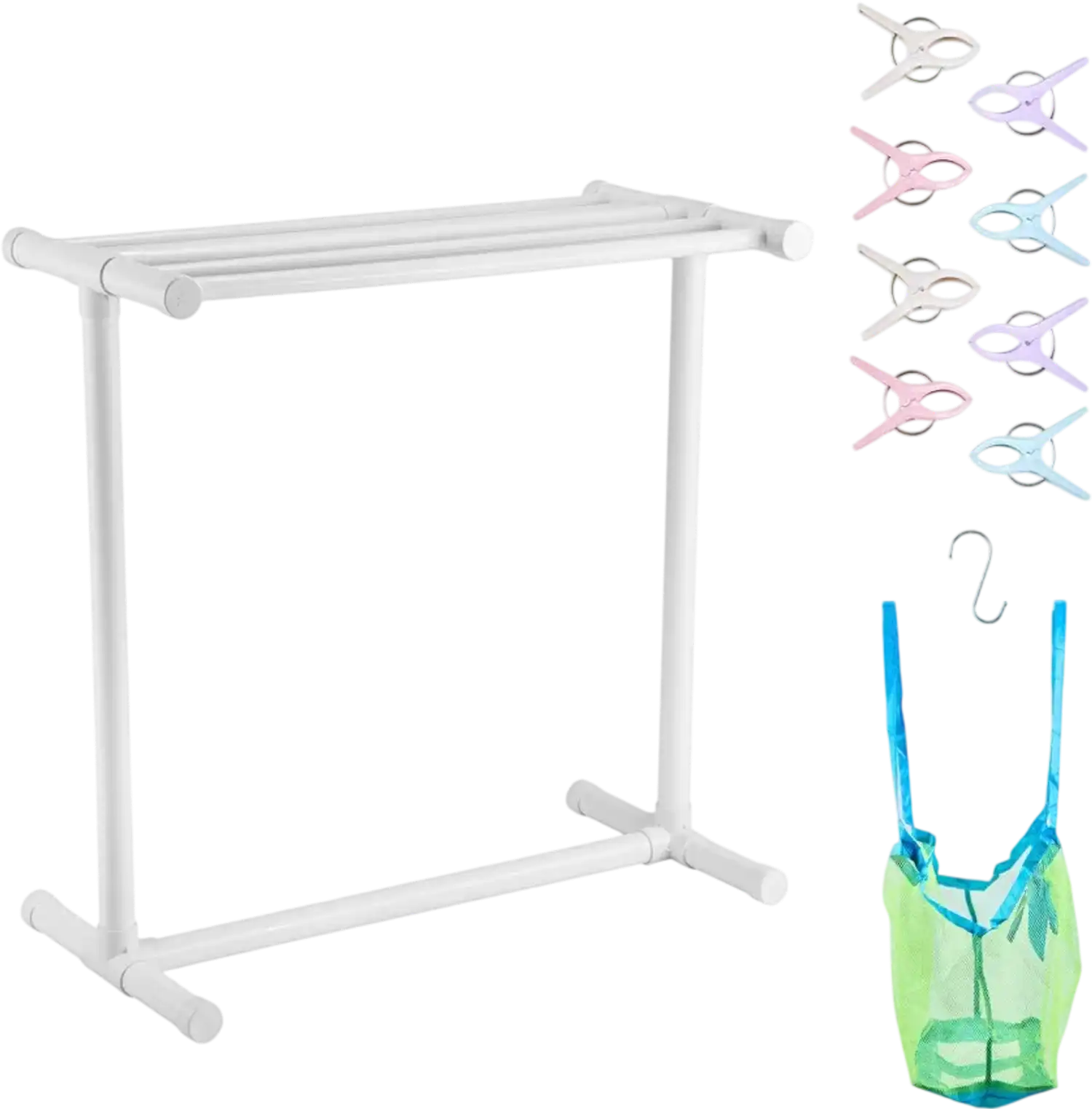 Vevor Towel Rack 5-Bar Outdoor Pool T-Shape White Freestanding Patio New
