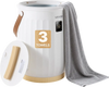 VEVOR Towel Warmers for Bathroom 20L Heated Towel Bucket with LED Display, Rapid Heating, 4 Adjustable Timer, Wood Handle, Auto Shut Off, Fits Oversized Towels, Blankets, Bathrobes, for Women, White