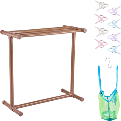 Vevor Towel Rack 5-Bar Outdoor Poolside Freestanding Brown New
