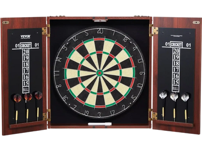 VEVOR Dartboard and Cabinet Set, Ready-to-Play Bundle Official Size Dartboard Cabinet, Steel Tip Dart Hideaway Cabinet, Features Easy Assembly, Complete with All Accessories, Perfect for Cricket Games