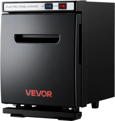 VEVOR Hot Towel Warmer, 1.1 gal Small Towel Warmer Cabinet with Clip & Stainless Steel Rack, Holds up 8-12 Towels, Portable All-Round Heating Cabinet for Spa, Barber, Manicures, Massage, Salon, Black