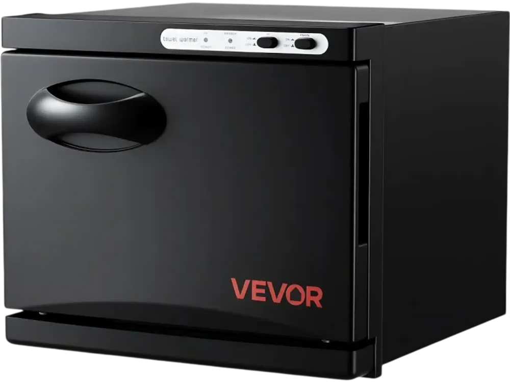 VEVOR Hot Towel Warmer, 1.76 gal Small Towel Warmer Cabinet with Clip & Stainless Steel Rack, Holds up 12 Towels, Portable All-Round Heating Cabinet for Spa, Barber, Manicures, Massage, Salon, Black
