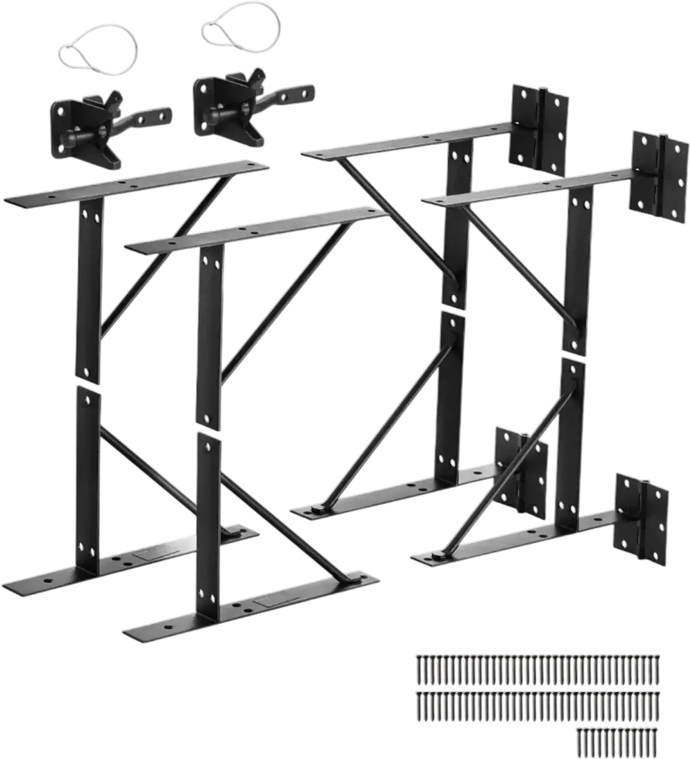 VEVOR Gate Corner Brace Bracket, 2 Sets, Anti Sag Gate Frame Hardware Kit, Gate Frame Brace Bracket with Latch Lock, Screws, for Shed Doors, Corral Gates, Driveway Gates, Stable Gates, Iron, Black