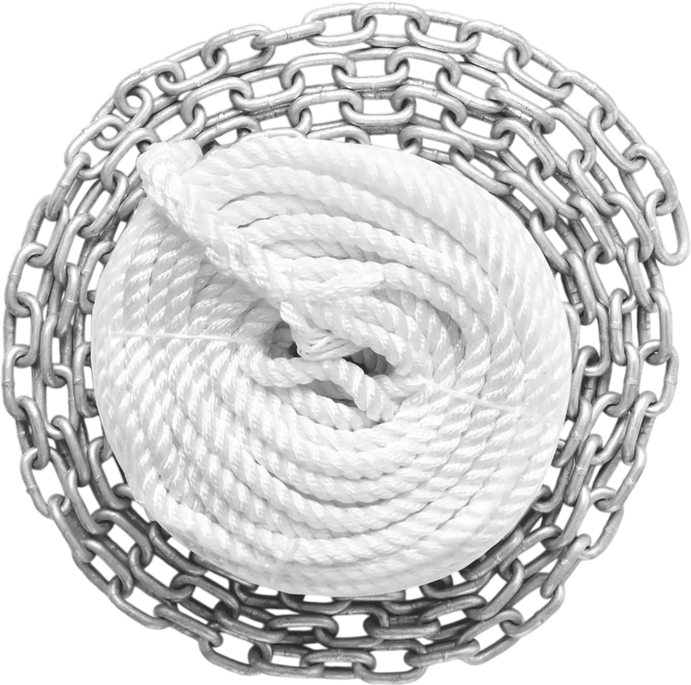 VEVOR Windlass Anchor Rode and Chain, 5/16" x 15' Boat Anchor Chain and 1/2" x 200' Nylon Rope, 2373 lbs. WLL/7120 lbs. BS, Galvanized Anchor Lead Chain and Nylon 3-Strand Rope for Boat Anchor System