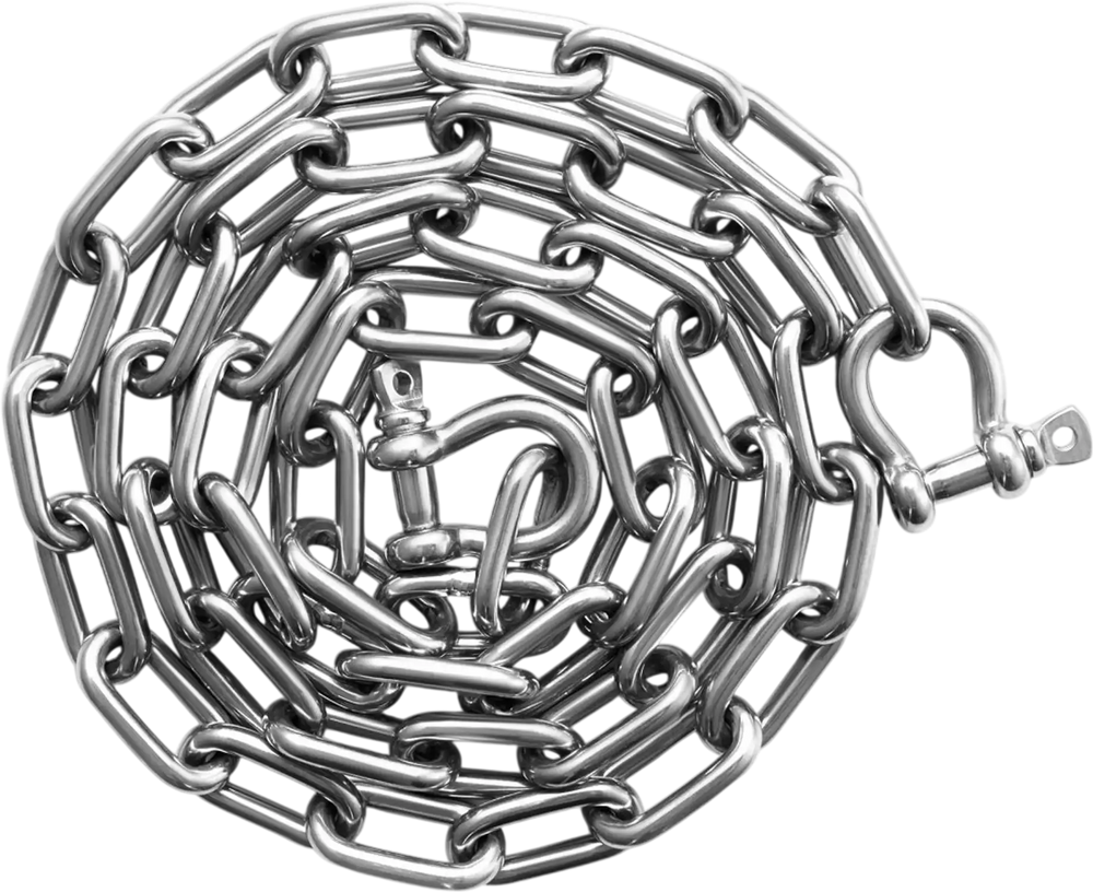 VEVOR Boat Anchor Chain, 5/16" x 6', 2373 lbs. WLL/7120 lbs. BS, 316 Stainless Steel Marine Grade Anchor Lead Chain with Dual Lock Ring Shackles for Boats, Deck, Fishing, Works with Different Anchors