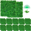 VEVOR Artificial Boxwood Panel UV 24pcs Boxwood Hedge Wall Panels Artificial Grass Backdrop Wall 10\" X 10\" 4 cm Green Grass Wall, Fake Hedge for Decor Privacy Fence Indoor, Outdoor Garden Backyard
