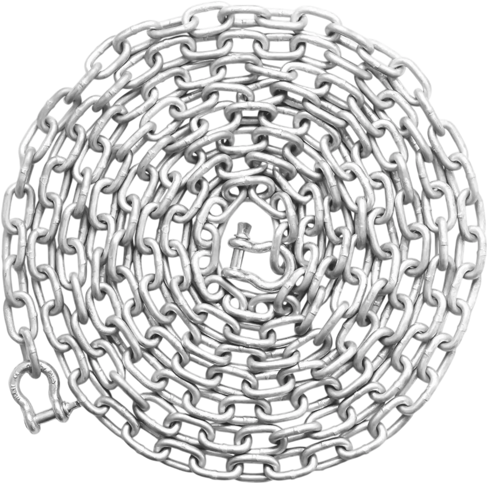 VEVOR Boat Anchor Chain, 5/16" x 20', 2373 lbs. WLL/7120 lbs. BS, Galvanized Steel Marine Grade Anchor Lead Chain with Dual Lock Ring Shackles for Boats, Deck, Fishing, Works with Different Anchors