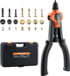 VEVOR Rivet Nut Tool Kit, 14-Inch Two-Handed Rivnut Tool Kit, with 7 Mandrels and 70 Nuts, Metric and SAE Size M6, M8, M10, 10-24, 1/4-20, 5/16-18, 3/8-16 UNC, with a Carrying Case, for Home, Auto