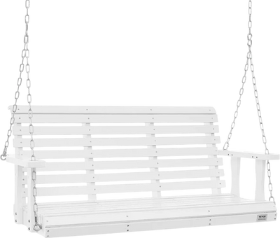 VEVOR Wooden Porch Swing 4.5 ft, Patio bench swing for Courtyard & Garden, Upgraded 880 lbs Strong Load Capacity, Heavy Duty Swing Chair Bench with Hanging Chains for Outdoors, White