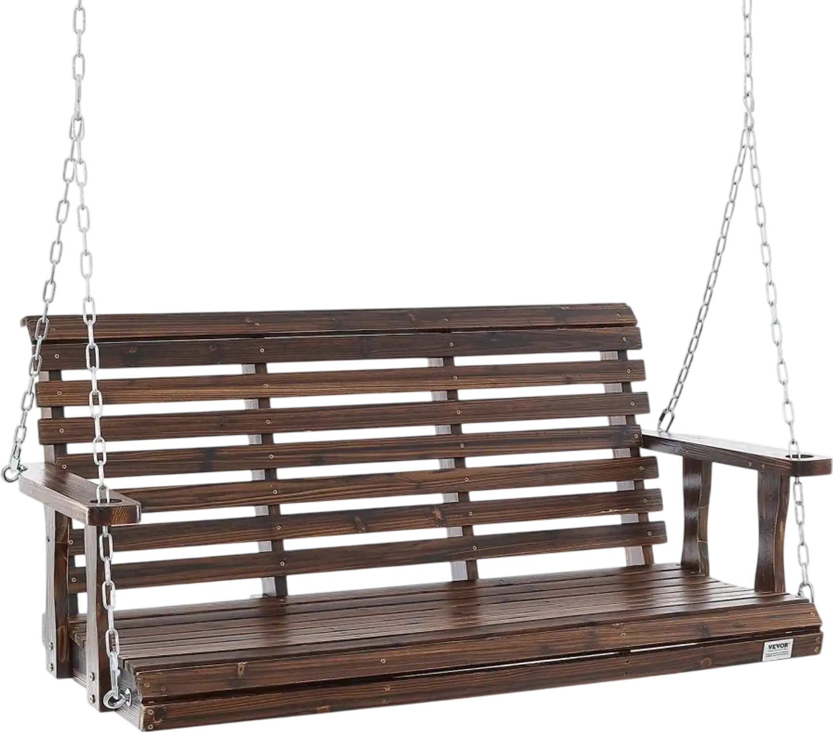 Vevor Porch Swing 4.5' Wooden Patio Bench Carbonized Brown New