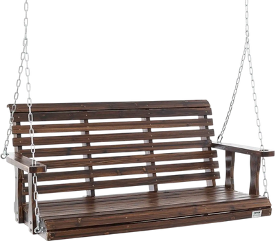 Vevor Porch Swing 4.5' Wooden Patio Bench Carbonized Brown New