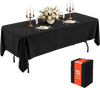 VEVOR Rectangular Tablecloths, 60 x 102 in 12 Pack, Black Polyester Covers, for Party Wedding Banquet Festival, Washable, Reusable Table Cloth with Brushed Fabric, Neat Hems, Smooth Drape