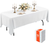 VEVOR Rectangular Tablecloths, 60 x 102 in 12 Pack, White Polyester Covers, for Party Wedding Banquet Festival, Washable, Reusable Table Cloth with Brushed Fabric, Neat Hems, Smooth Drape