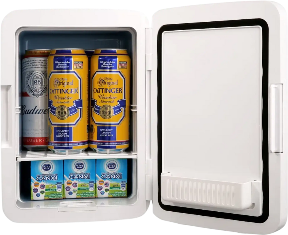 Vevor Mini Fridge for Bedroom, 10 Liter/12 Can Portable Fridges, Luxury Small Beverage Refrigerator for Skincare Food Breast Milk Chill, AC/DC Cooler Warmer for Office Dorm Car, Black