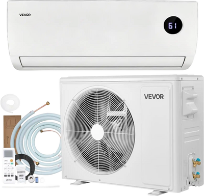 VEVOR Mini Split Air Conditioner, 12,000 BTU AC / 12,500 BTU Heat, 115V 19 SEER2 High Efficiency Energy Saving, Quiet Inverter System for 750 Sq.Ft Coverage Area, Easy to Maintain, for Home, Office