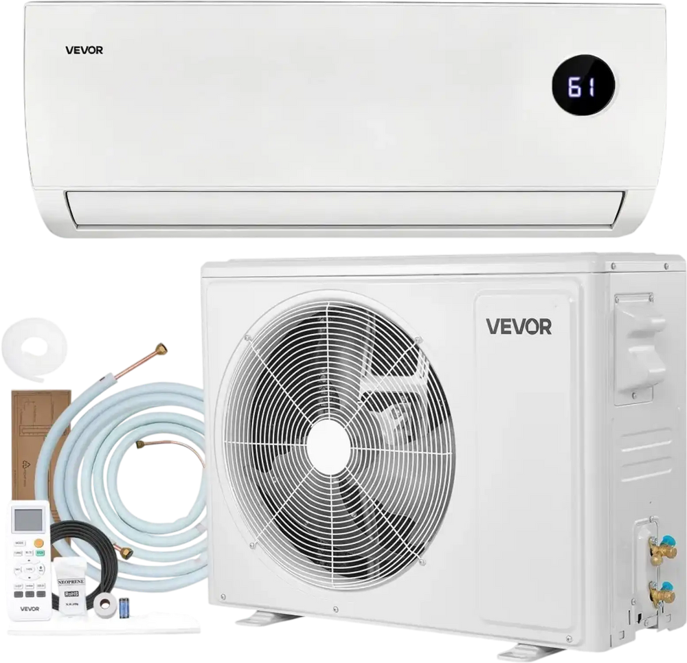 VEVOR Mini Split Air Conditioner, 12,000 BTU AC / 12,500 BTU Heat, 230V 19 SEER2 High Efficiency Energy Saving, Quiet Inverter System for 750 Sq.Ft Coverage Area, Easy to Maintain, for Home, Office