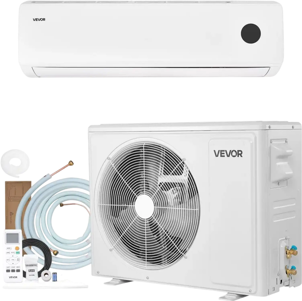 VEVOR Mini Split Air Conditioner, 18,000 BTU AC / 18,400 BTU Heat, 230V 19 SEER2 High Efficiency Energy Saving, Quiet Inverter System for 1250 Sq.Ft Coverage Area, Easy to Maintain, for Home, Office