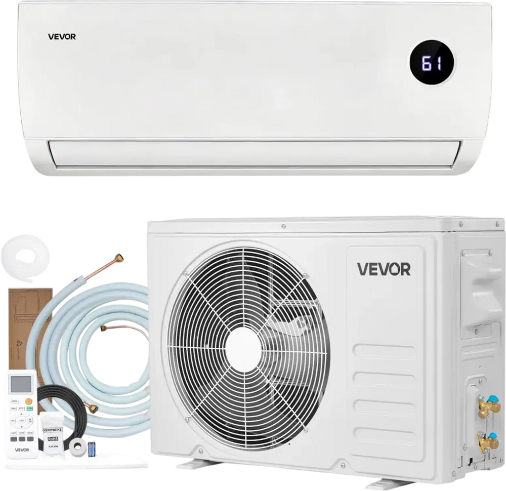 VEVOR Mini Split Air Conditioner, 9000 BTU 115V Fast Cooling & Heating, 19 SEER2 High Efficiency Energy Saving, Quiet Inverter System for 450 Sq.Ft Coverage Area, Easy to Maintain, for Home, Office