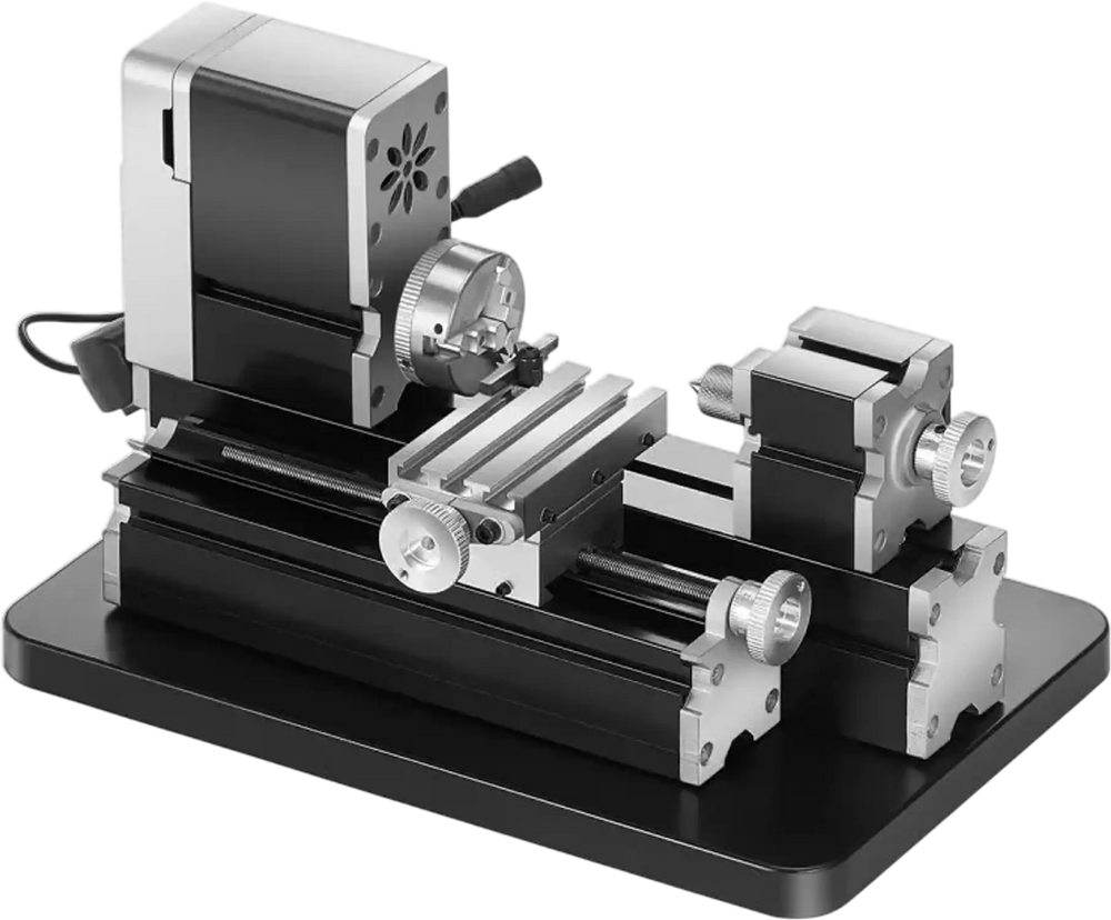 VEVOR Didactical Mini Metal Lathe Machine, 2.76 x 5.12 in, 36W Power Metal Lathe, 20,000 RPM Speed, with 3-jaw Chuck, Aluminum Alloy Handwheel, for Processing Precision Parts Soft Metals Wood Plastics