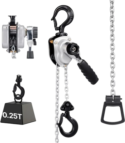 VEVOR Manual Lever Chain Hoist, 1/4T 550LBS Capacity Heavy Duty Come Along, 10FT Lift G80 Alloy Steel Chain With Dual Pawl Mechanical Brake,360°Rotating Hooks, for Warehouse Construction Garage