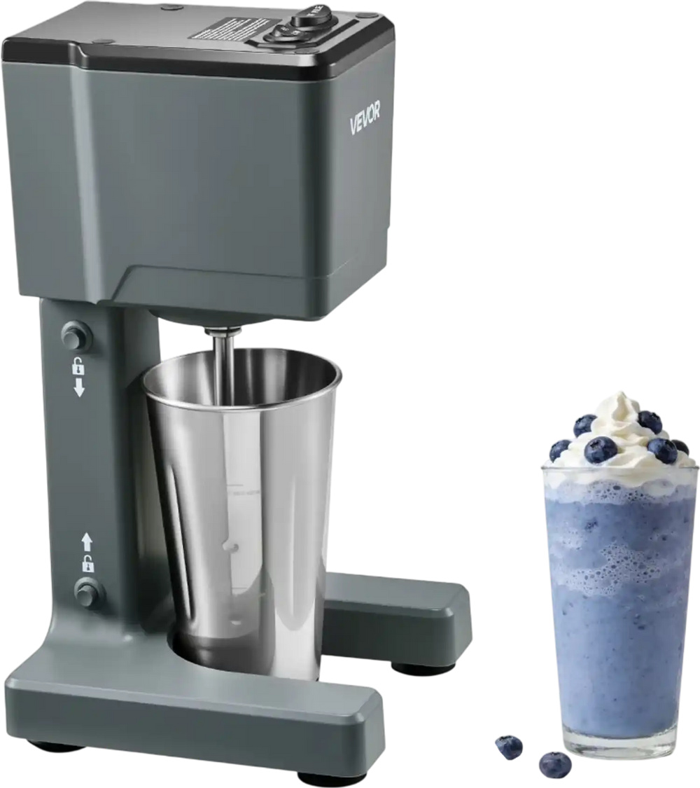 VEVOR Milkshake Maker, 150W Milk Shake Maker Mixer, Single Head Drink Mixer Blender Machine, Dual-Speed Adjustment Milkshake Blender with Stainless Steel Cup, for Home, Kitchen, Bar & Beverage Shop