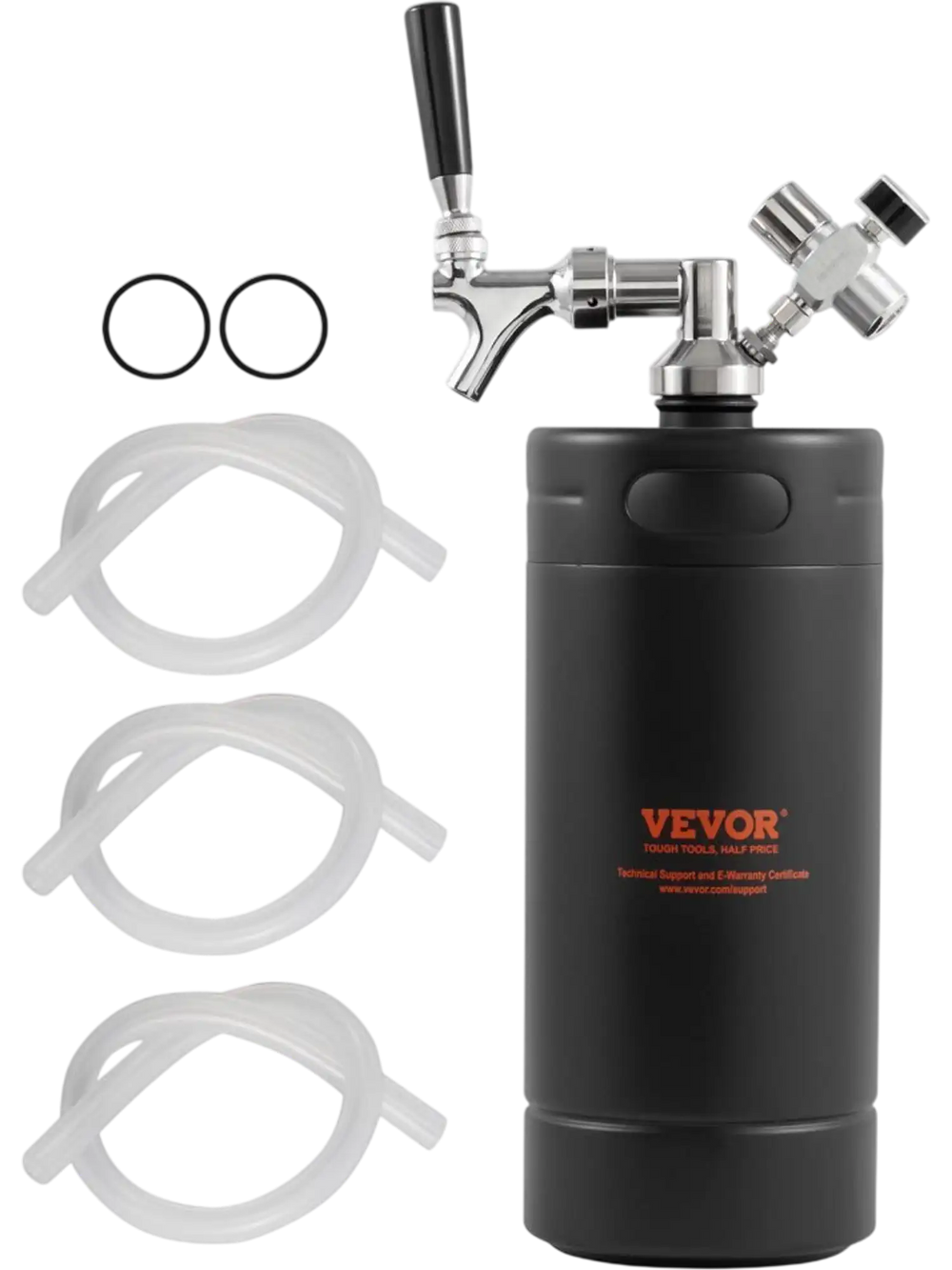 VEVOR Beer Growler Tap System, 128Oz 4L Mini Keg, 304 Stainless Steel Pressurized Beer Growler, Keg Growler with Pressure Display, CO2 Regulator Faucet, Leak-Proof Ring For Draft, Homebrew, Craft Beer