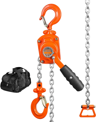 VEVOR Manual Lever Chain Hoist, 1/2 Ton 1100 lbs Capacity 5 FT Come Along, G80 Galvanized Carbon Steel with Weston Double-Pawl Brake, Auto Chain Leading & 360° Rotation Hook, for Garage Factory Dock