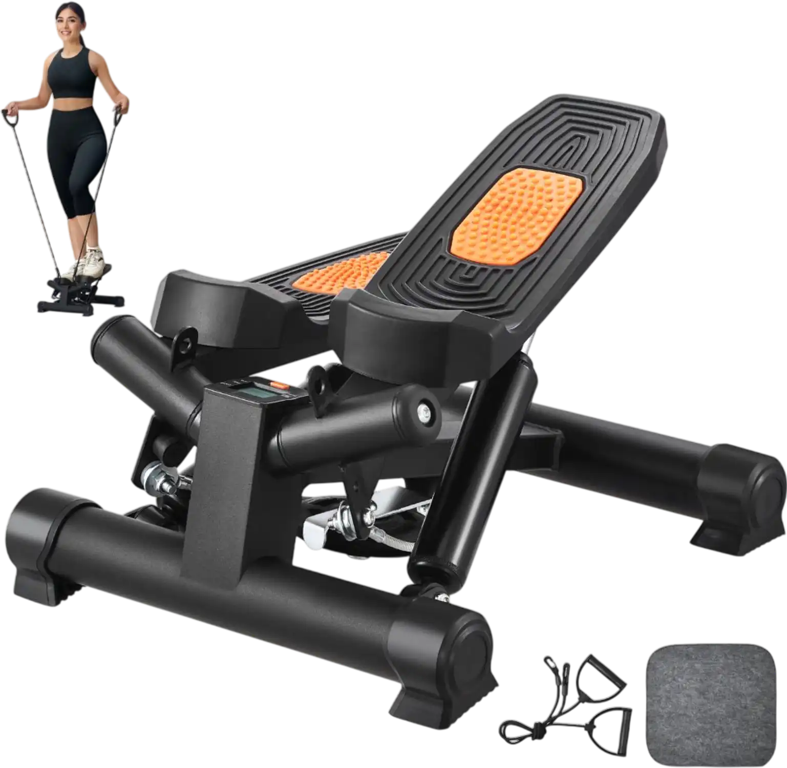 Vevor Stepper Mini Twist Stepper with Resistance Bands and LCD Monitor New