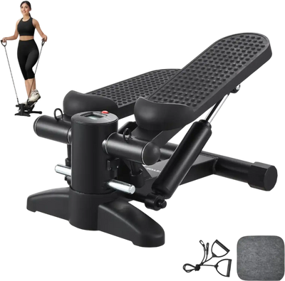 VEVOR Stair Stepper, Mini Stepper for Exercise at Home, Hydraulic Fitness Stepper with Resistance Bands, Full Body Workout Cardio Equipment, Stair Climber with LCD Monitor, 330LBS Load Capacity