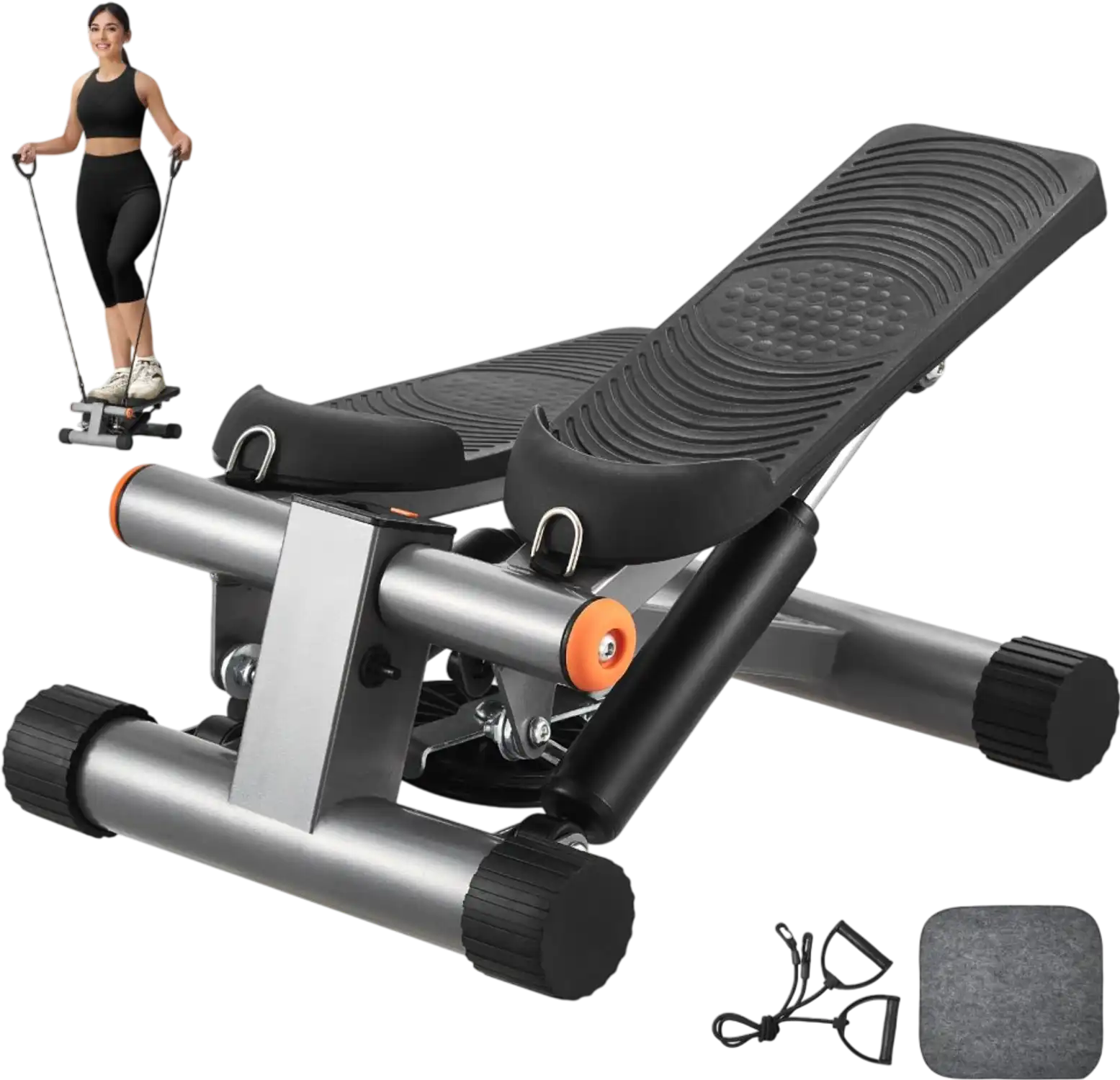 Vevor Stepper Mini Stair Stepper with Resistance Bands and LCD Monitor New