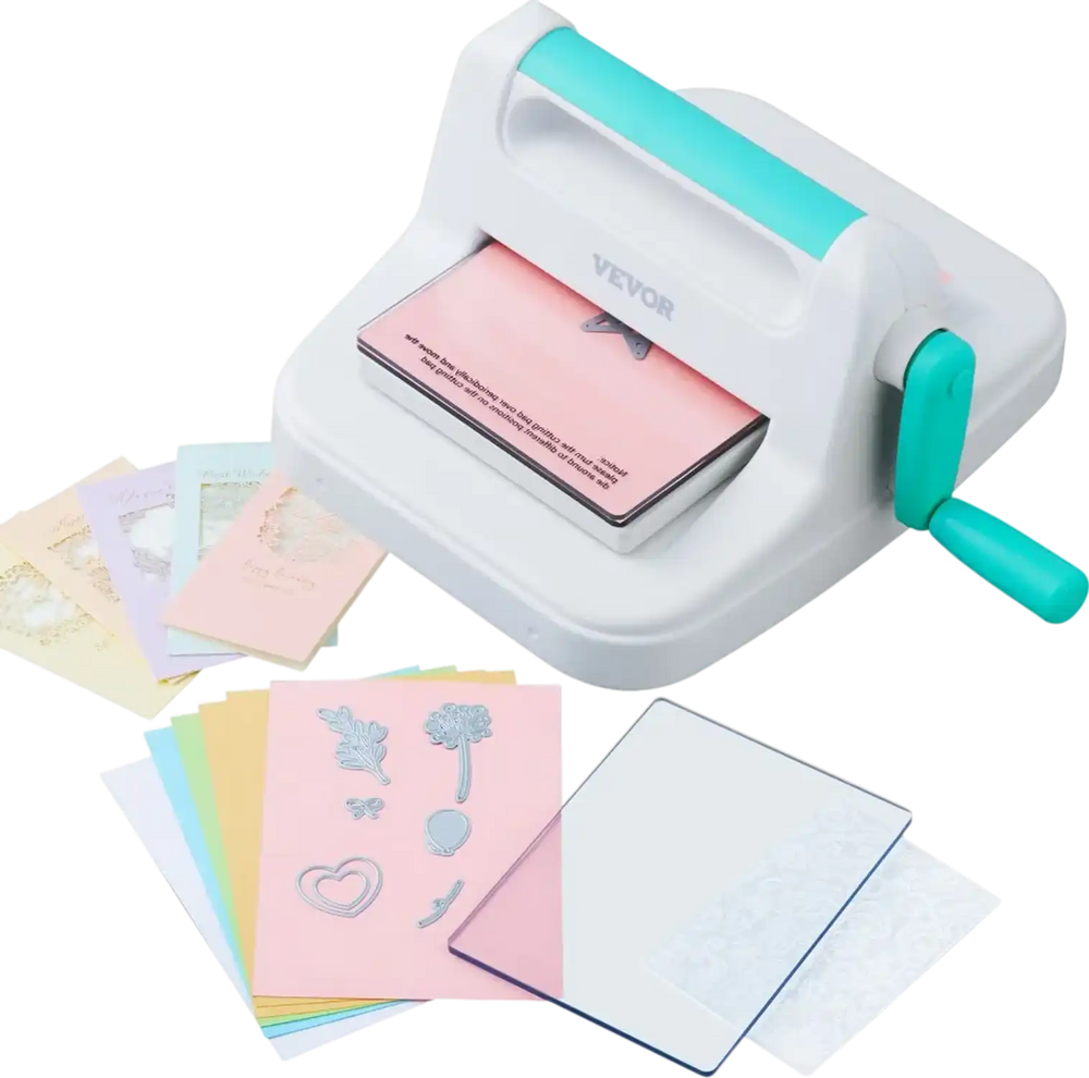 VEVOR Manual Die Cutting & Embossing Machine, Portable Cut Machines, 6 inch Opening Scrapbooking Machine Full Kit Included, For Arts & Crafts, Scrapbooking, Card Making and Crafting, White