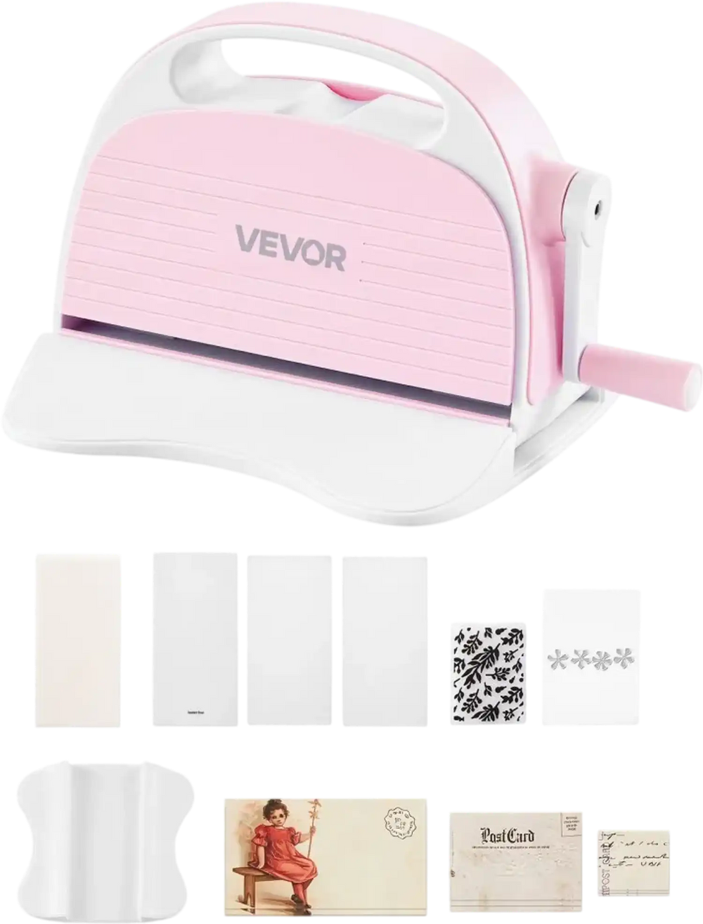 VEVOR Manual Die Cutting and Embossing Machine, 3" Opening, Portable Die Cut Machine Set with Cutting Dies, Embossing Folders, Paper Sheets, Cutting Plates, for Scrapbooking, Card Making, Crafting