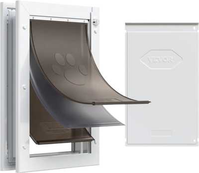 VEVOR Pet Door, Large, with Three Magnetic Flaps and Metal Frame, Strong and Weatherproof Dog Door for Interior and Exterior Doors, Easy to Install, Easy In-and-Out Access for Doggies, White