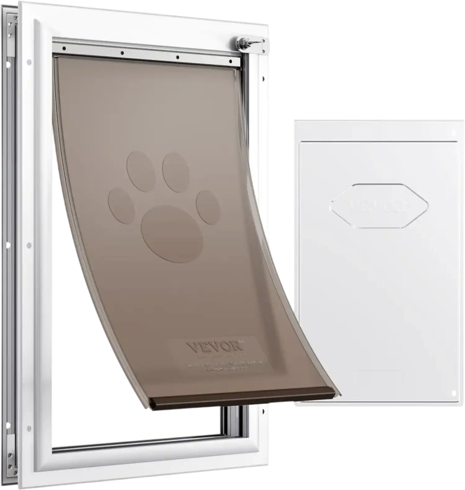 Vevor Pet Door Aluminum Frame Locking Magnetic Flap Weatherproof White M New