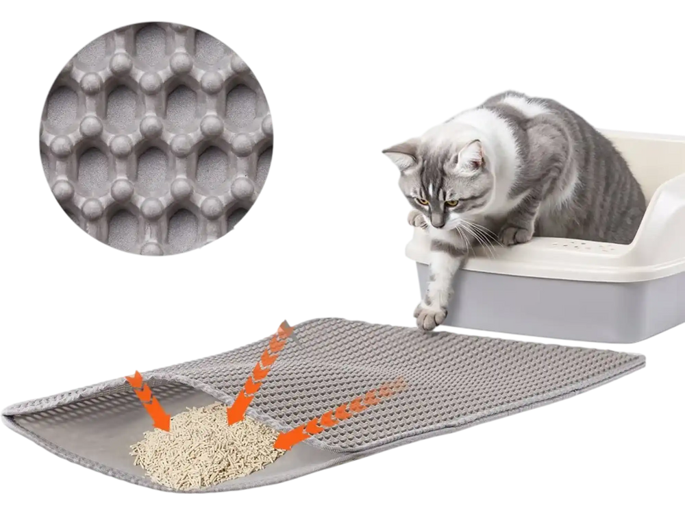 VEVOR Cat Litter Mat, 24 x 15 in, Double-Layer Litter Box Mat, Non-Slip & Urine-Proof Litter-Trapping Mats for Indoor Cats, Honeycomb Design, Soft on Paws, Washable Large Kitty Mats for Floor