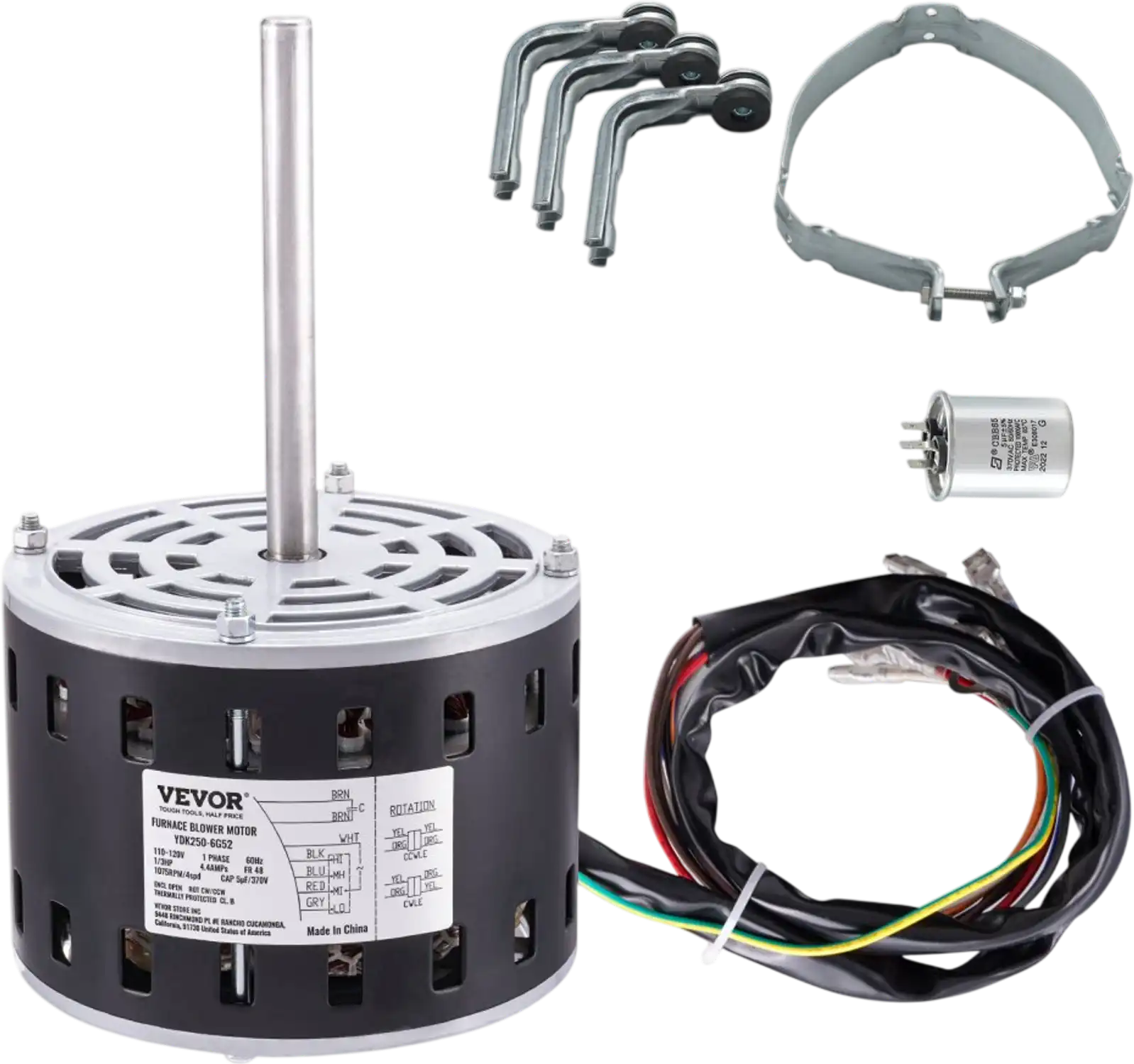 Vevor Furnace Blower Motor 1/3HP 1075 RPM 4-Speed 110/120V New