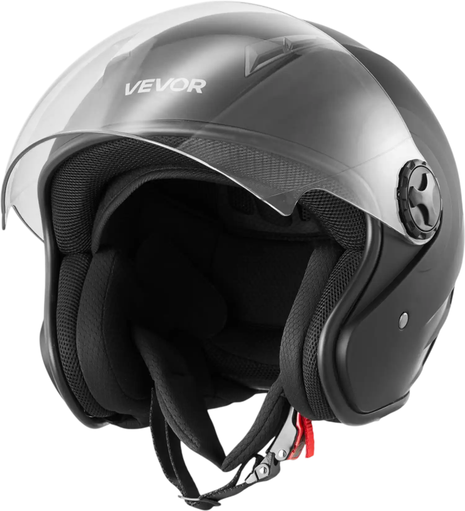 Vevor Motorcycle Helmet 3/4 Open Face DOT Approved Clear Visor Matte Black L New