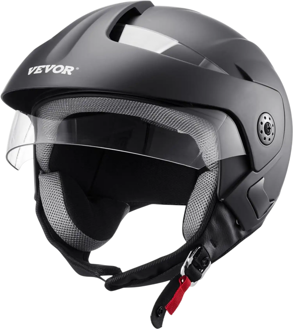 VEVOR Motorcycle Helmet, 3/4-Face, Smart Street ABS & High Density Helmet with Interchangeable Lens, DOT Approved Comfortable Motocross Helmet, Fit for Youth & Adults
