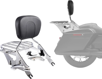 Motorcycle Backrest Sissy Bar with Luggage Rack, Compatible with Harley-Davidson Touring Models, Street Glide, Road Glide, and Road King, Detachable Passenger Backrest for Motorcycles