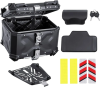 VEVOR Motorcycle Top Case, Universal Aluminum Alloy Motorbike Tail Box with Leather Lining, 45L Waterproof Detachable Motorcycle Top Box with Lock & Back Cushion, Fit for 99% of Motorcycle Frames