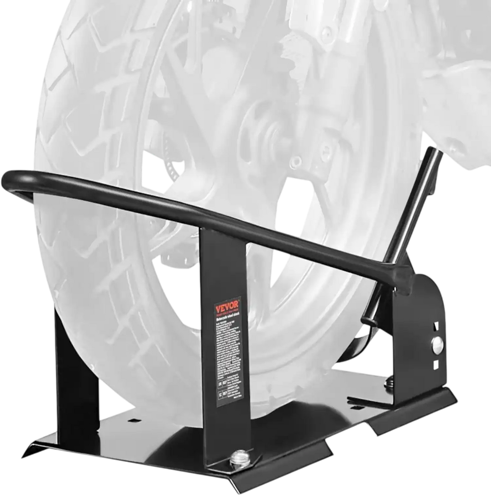 VEVOR Motorcycle Wheel Chock, 1800 lbs Capacity Wheel Cradle Holder, Heavy-duty Steel Motorcycle Front Wheel Stand with 3 Adjustable Holes, For 15"-21" Off-Road Motorcycles, Standard Motorcycles
