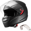 VEVOR Motorcycle Helmet, Full Face, Adult Motocross Dirt Bike Helmet with Tinted and Clear Dual Visor, Motorbike Racing Street with Detachable Liner for Men & Women, DOT Approved, (Matte Black, XL)