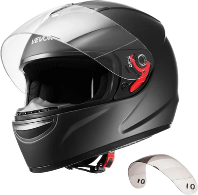Vevor Motorcycle Helmet Full Face DOT Approved Matte Black XL with Dual Visors New