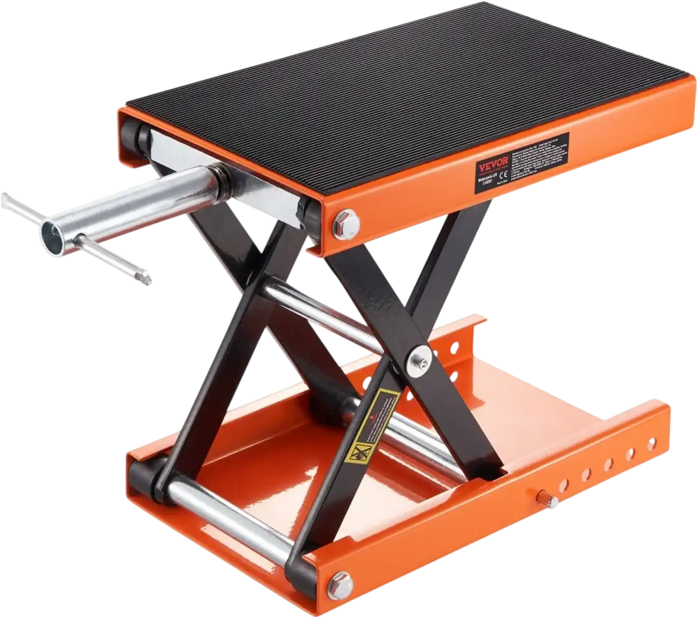 VEVOR Motorcycle Lift, 1100 LBS Motorcycle Scissor Lift Jack with Wide Deck & Safety Pin, 3.7"-13.8" Center Hoist Crank Stand, Steel Scissor Jack for Street Bikes, Cruiser Bikes, Touring Motorcycles